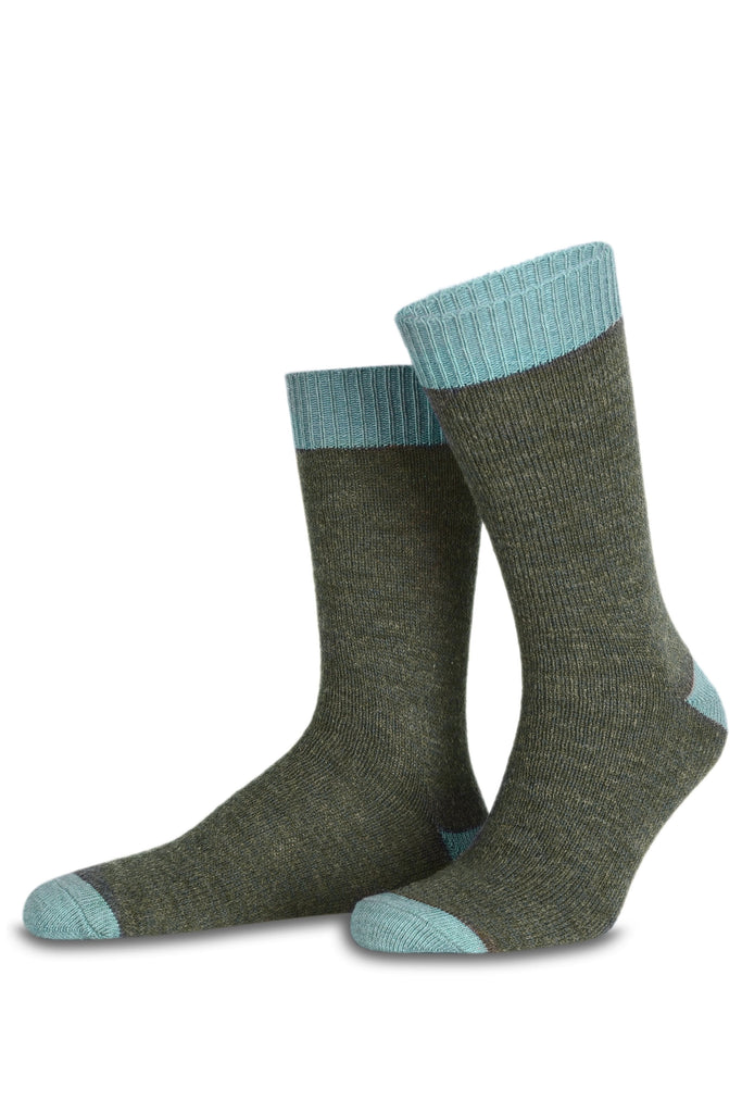 Men's Green Melange Wool Socket Socks