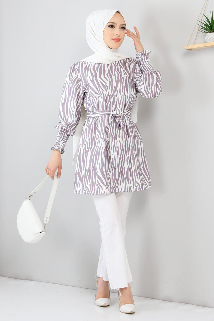 Women's Zebra Pattern Grey Tunic