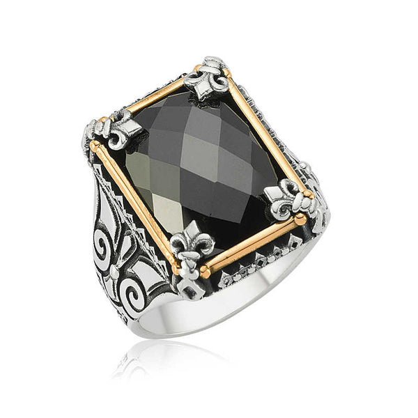 Men's Black Gemmed Silver Ring