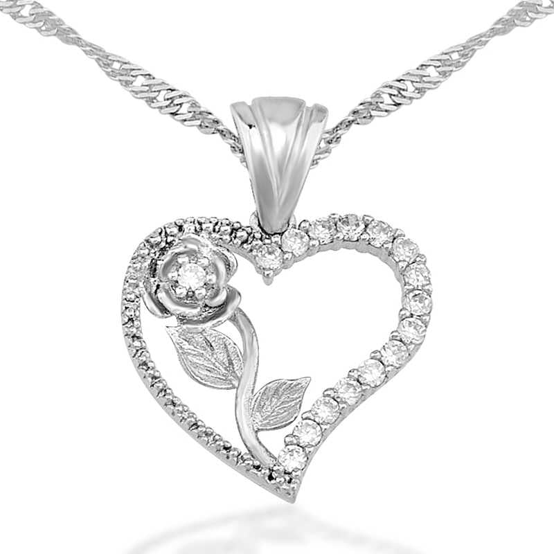Women's Heart Pendant Silver Necklace