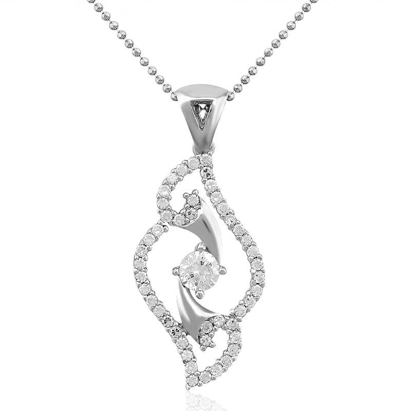 Women's White Gemmed Silver Necklace
