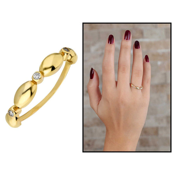 Women's Zircon Gemmed Gold Plated 925 Carat Silver Ring